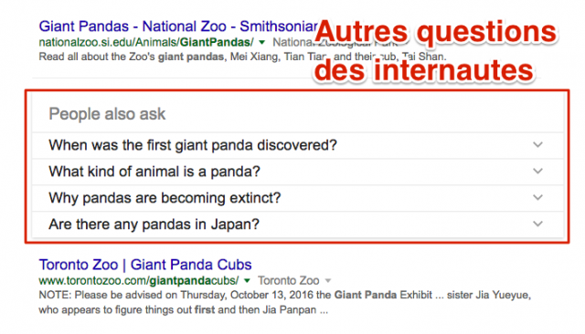 People also ask dans Google