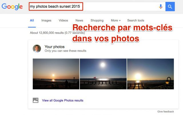 Recherche de photos par mot-clé