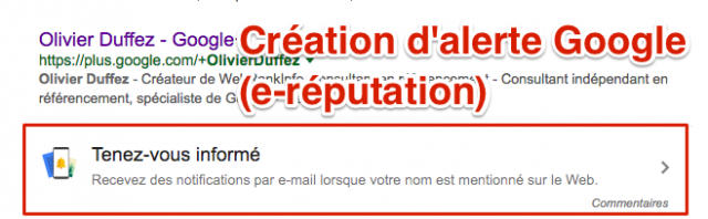 Alerte eréputation Google