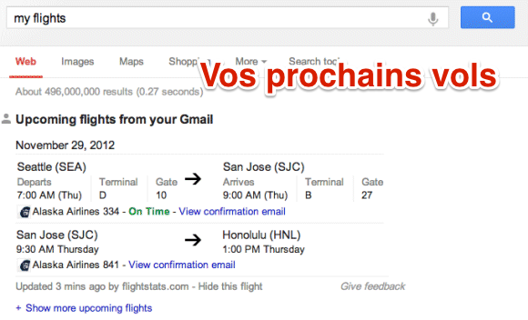 Mes vols dans Google