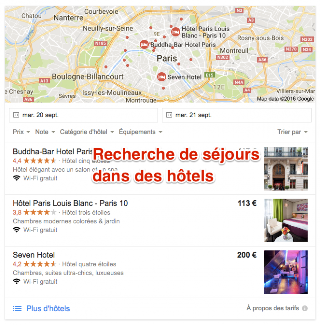 Séjour hôtels dans Google