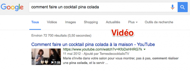 Vidéo dans résultats Google