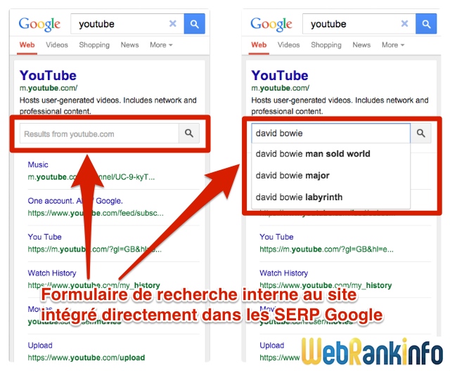 Recherche interne dans Google