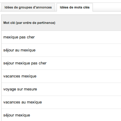 Thématique page planificateur adwords