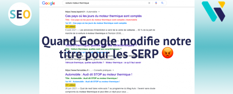 Google modifie le titre d'une page dans les SERP