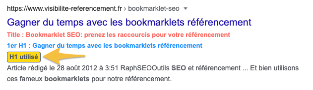 bookmarklet H1 SERP