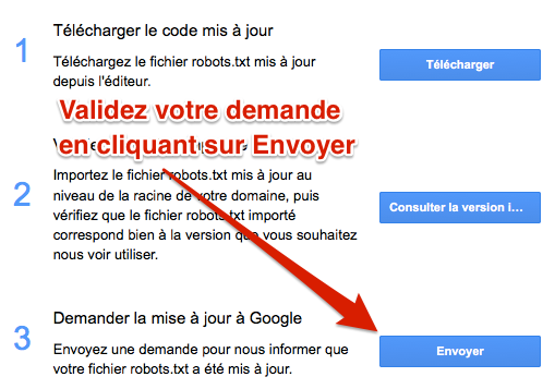 Envoyer le fichier robots.txt pour nouveau crawl