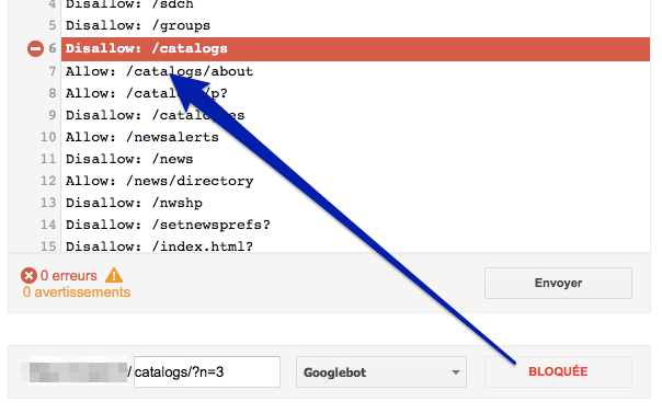 URL bloquée au crawl