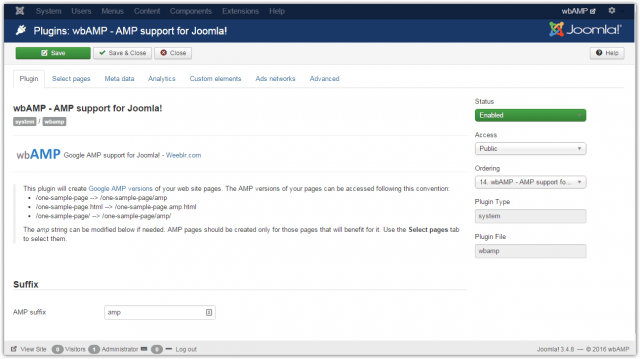 wbAMP plugin AMP Joomla