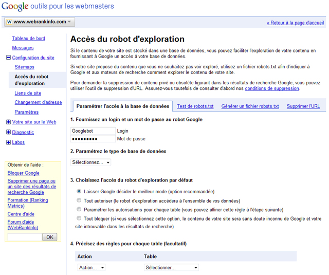 Faire indexer sa base de donnees par Google