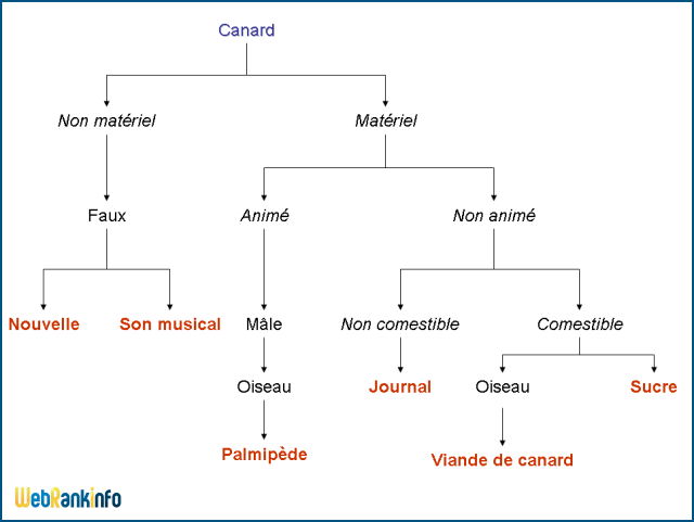 Analyse sémique de canard (schéma de Katz et Fodor)