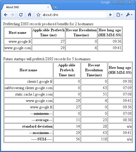 Easter Egg dans Google Chrome : about:dns