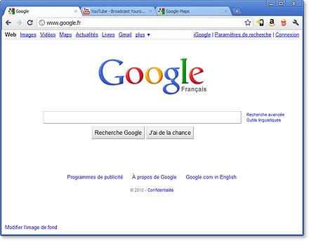 Interface utilisateur de Google Chrome