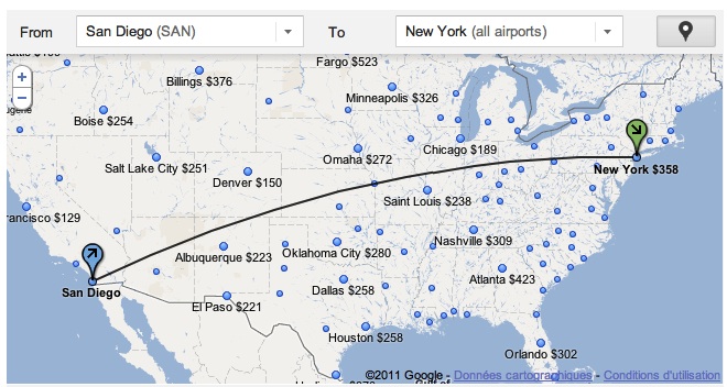 carte Google Flight Search