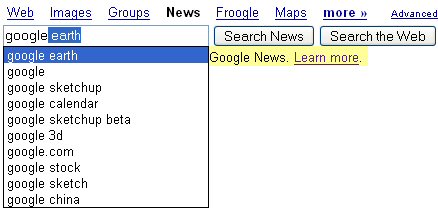 Suggestions de requêtes dans Google News