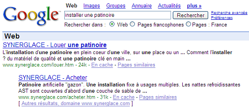 Résultats de la recherche installer une patinoire