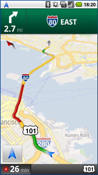 Google Maps Navigation : informations routières (trafic)