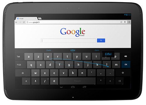 Le nouveau clavier virtuel sur Nexus 10