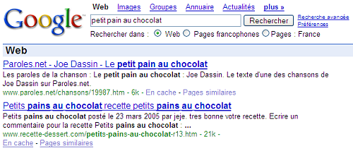 Résultats de la recherche petit pain au chocolat