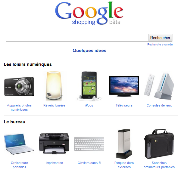 Homepage Google Shopping