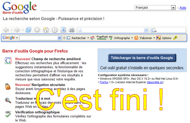 Google arrête de développer sa toolbar Firefox