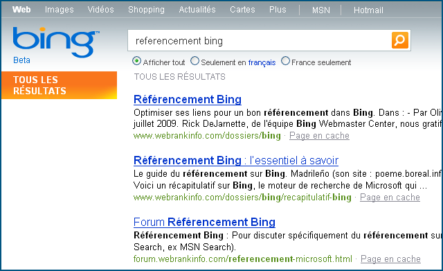 Referencement Bing