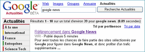 Cet article a été indexé en 5 minutes par Google News