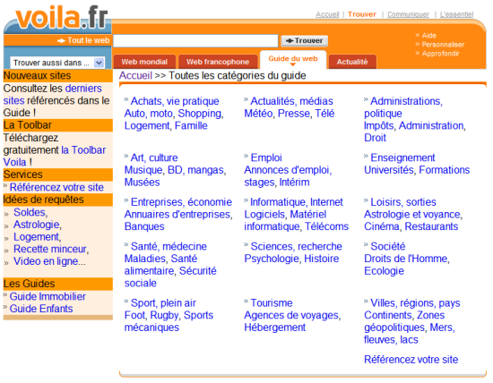 L'ancien annuaire Voila.fr