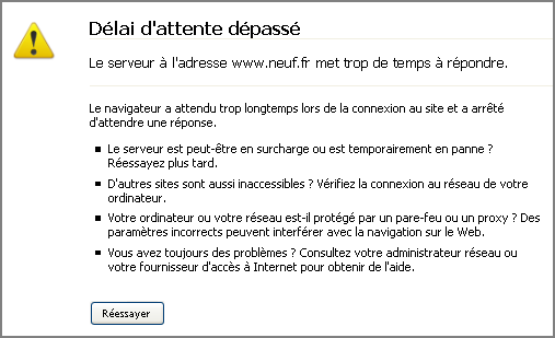 Délai trop long pour trouver le serveur
