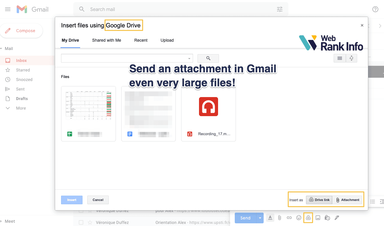 large attachment in Gmail