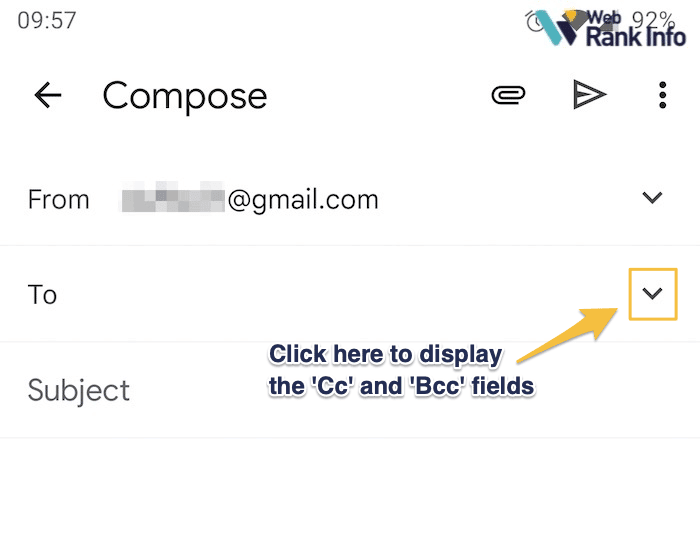 display cc and bcc fields on mobile phone