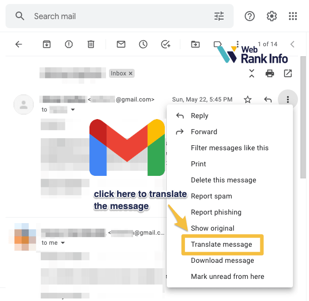translate a message in Gmail