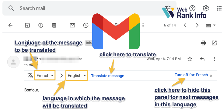 Gmail translation options